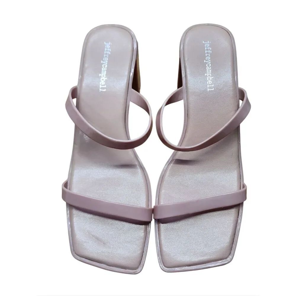 Jeffrey Campball Maise Heeled Sandals Sz 9 Pink Square Toe Box 80